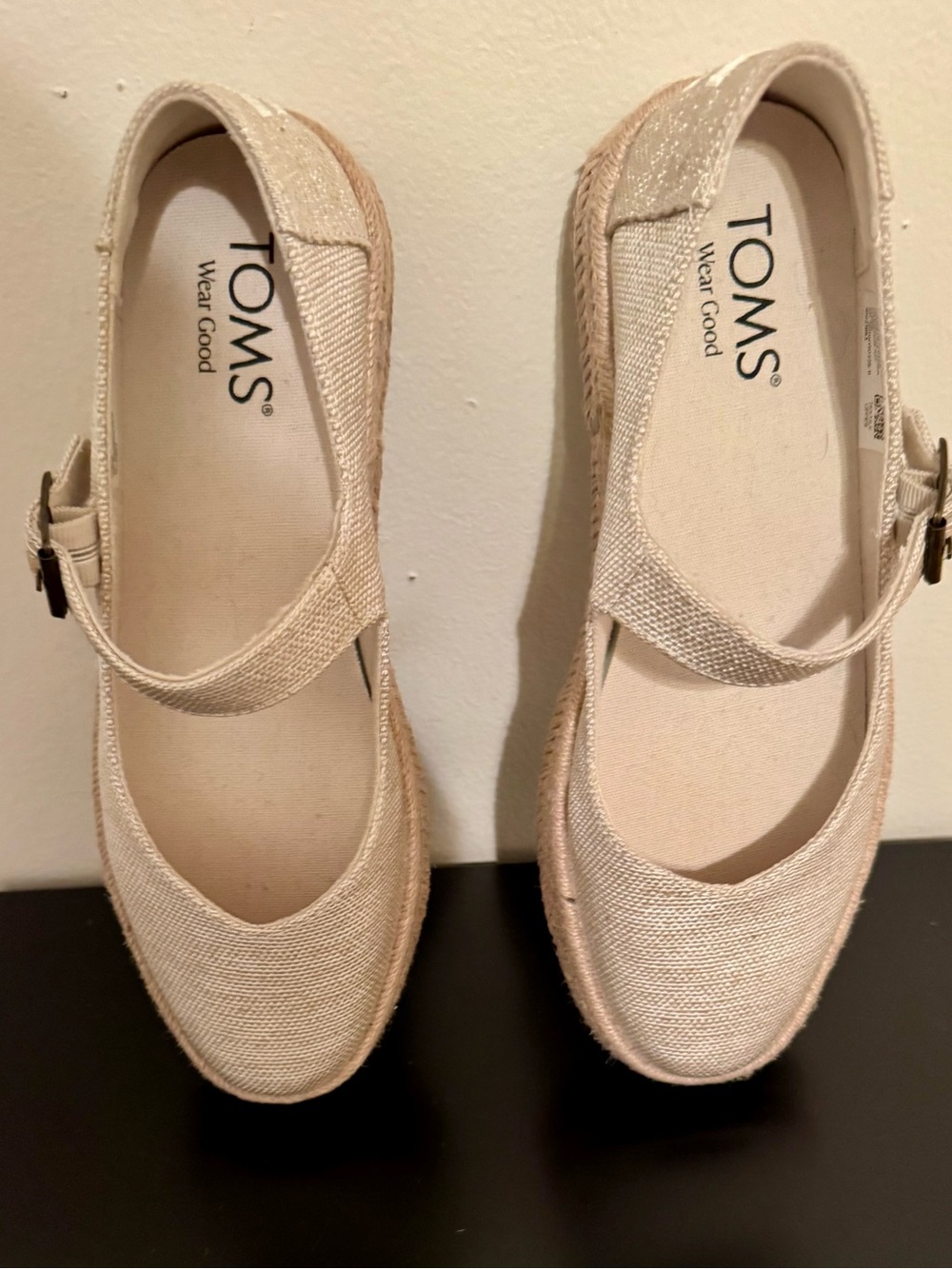 TOMS Natural Canvas Mary Jane Espadrilles with Buckle - Picture 8 of 11
